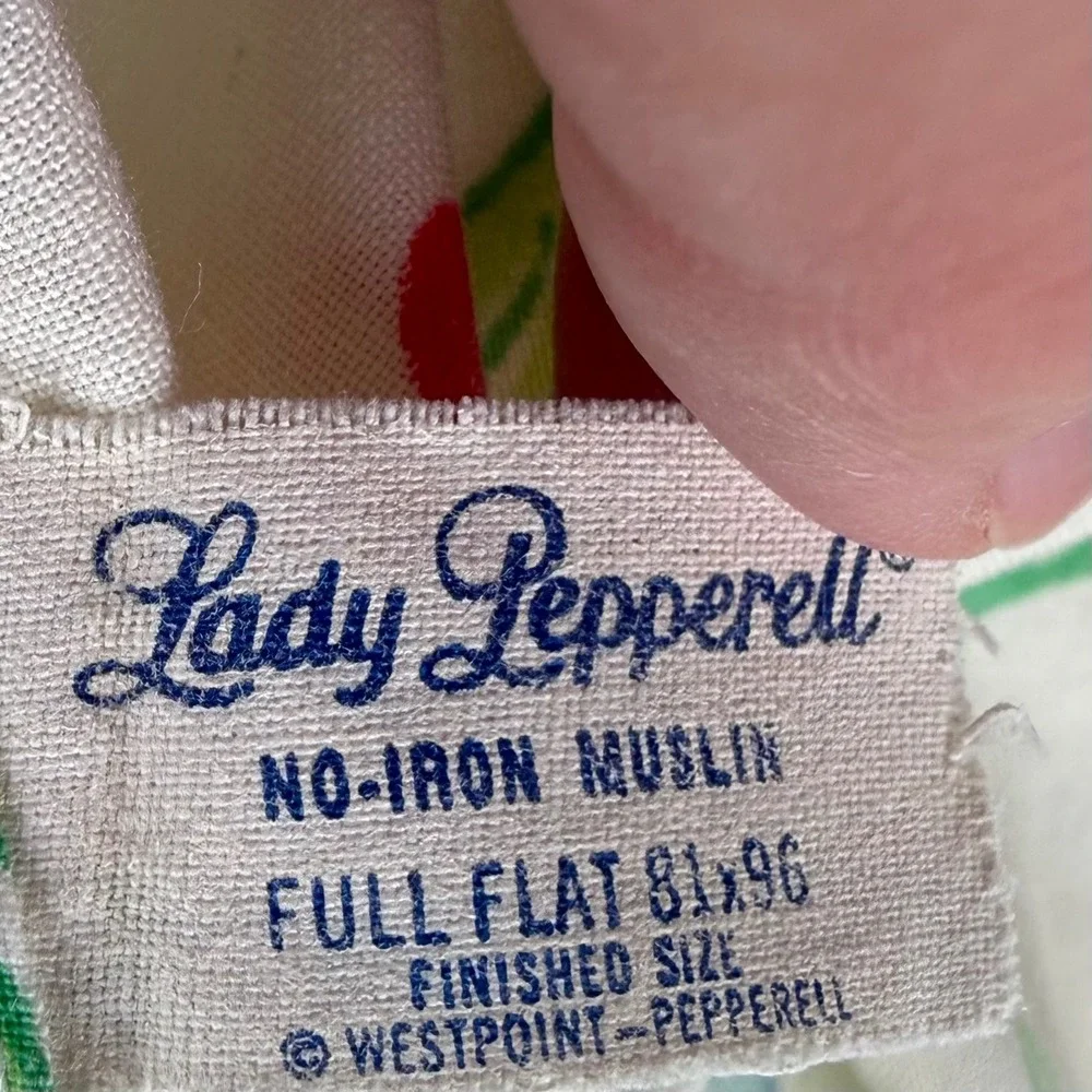 Vintage Lady Pepperell Full Flat Sheet Floral Multi Color No Iron Muslin 81x96